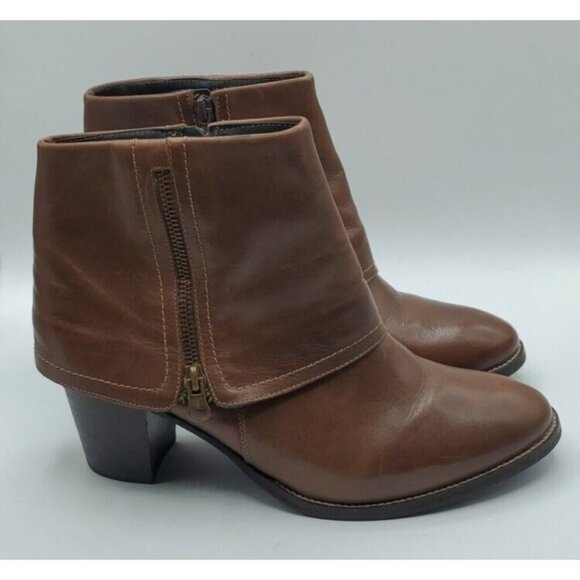 Aquelino Masiero Brazil Brown Ankle Boot Fold Over Inside Outside Zip Size 42 - Picture 6 of 13